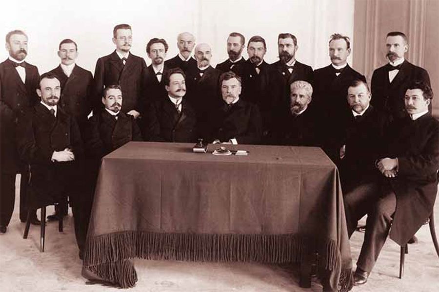 члены первого Совета Политехнического института. 1902. профессор А. С. Ломшаков четвертый справа во втором ряду. Санкт-Петербургский Политехнический институт